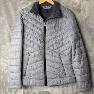 FREE COUNTRY Puffer Jacket Women's Small Grayish Blue Pockets Full Zip Outerwear